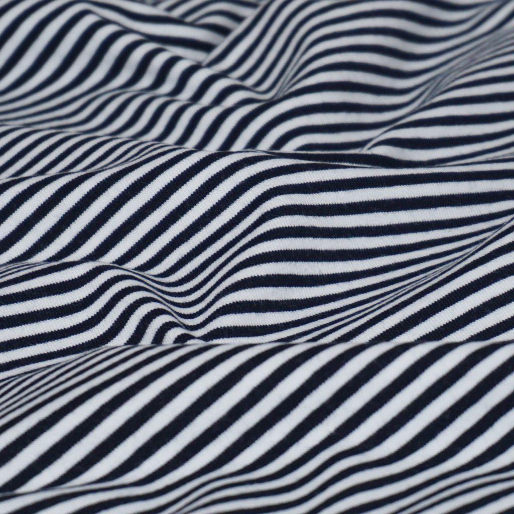 Baumwolljersey Streifen 3mm blau weiß gestreift